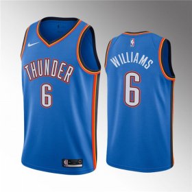 Wholesale Cheap Men\'s Oklahoma City Thunder #6 Jaylin Williams Blue Icon Edition Stitched Basketball Jersey
