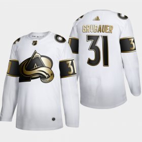 Wholesale Cheap Colorado Avalanche #31 Philipp Grubauer Men\'s Adidas White Golden Edition Limited Stitched NHL Jersey