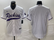 Cheap Men's Colorado Rockies Blank White With Patch Cool Base Stitched Baseball Jersey