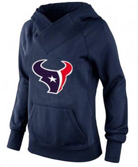 Wholesale Cheap Women\'s Houston Texans Logo Pullover Hoodie Navy Blue