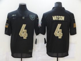 Wholesale Cheap Men\'s Houston Texans #4 Deshaun Watson Black Camo 2020 Salute To Service Stitched NFL Nike Limited Jersey
