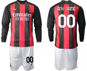 Wholesale Cheap Men 2020-2021 club AC milan home long sleeve customized red Soccer Jerseys