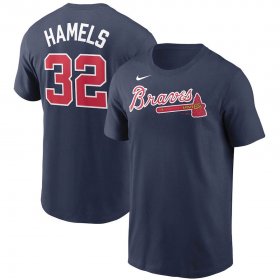 Wholesale Cheap Atlanta Braves #32 Cole Hamels Nike Name & Number T-Shirt Navy