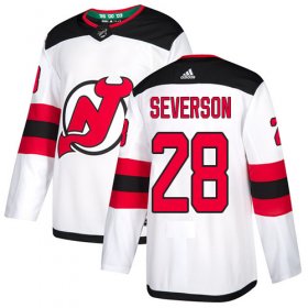 Wholesale Cheap Adidas Devils #28 Damon Severson White Road Authentic Stitched NHL Jersey