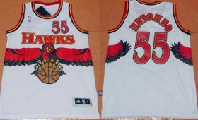 Wholesale Cheap Men\'s Atlanta Hawks #55 Dikembe Mutombo 1990 White Hardwood Classics Soul Swingman Throwback Jersey