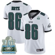 Wholesale Cheap Nike Eagles #86 Zach Ertz White Super Bowl LII Champions Men's Stitched NFL Vapor Untouchable Limited Jersey