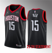 Wholesale Cheap Men's Houston Rockets #15 Daishen Nix Black 2023 Statement Edition Stitched Basketball Jersey