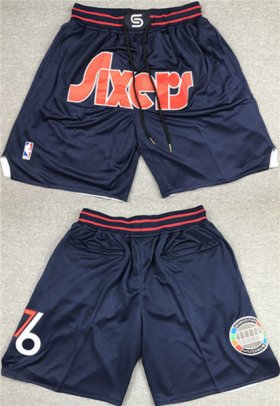 Wholesale Cheap Men\'s Philadelphia 76ers Navy Shorts (Run Small)