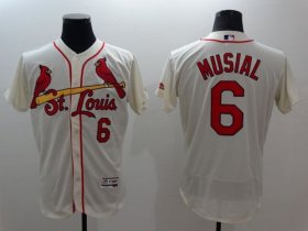 Wholesale Cheap Cardinals #6 Stan Musial Cream Flexbase Authentic Collection Stitched MLB Jersey