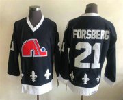 Cheap Men's Quebec Nordiques #21 Peter Forsberg White CCM Throwback Stitched NHL Jersey