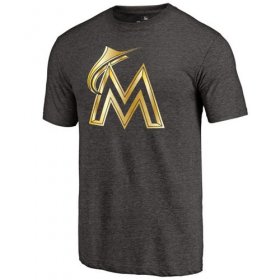 Wholesale Cheap Miami Marlins Fanatics Apparel Gold Collection Tri-Blend T-Shirt Black