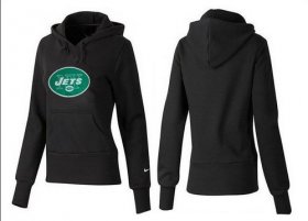 Wholesale Cheap Women\'s New York Jets Logo Pullover Hoodie Black