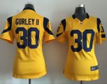 Wholesale Cheap Nike Rams #30 Todd Gurley II Gold Women's Stitched NFL Elite Rush Jersey