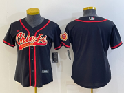 Wholesale Cheap Women's Kansas City Chiefs Blank Black With Patch Cool Base Stitched Baseball Jersey