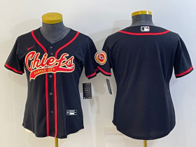 Wholesale Cheap Women\'s Kansas City Chiefs Blank Black With Patch Cool Base Stitched Baseball Jersey