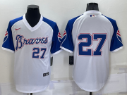 Wholesale Cheap Men's Atlanta Braves #27 Austin Riley White Stitched MLB Throwback Nike Jersey