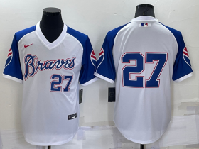 Wholesale Cheap Men\'s Atlanta Braves #27 Austin Riley White Stitched MLB Throwback Nike Jersey