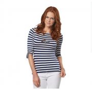 Wholesale Cheap Denver Broncos Lady Striped Boatneck Three-Quarter Sleeve T-Shirt