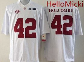 Wholesale Cheap Men\'s Alabama Crimson Tide #42 Keith Holcombe White 2016 BCS College Football Nike Limited Jersey