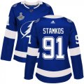 Cheap Adidas Lightning #91 Steven Stamkos Blue Home Authentic Women's 2020 Stanley Cup Champions Stitched NHL Jersey