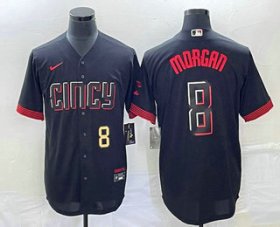 Wholesale Cheap Men\'s Cincinnati Reds #8 Joe Morgan Number Black 2023 City Connect Cool Base Stitched Jersey 1