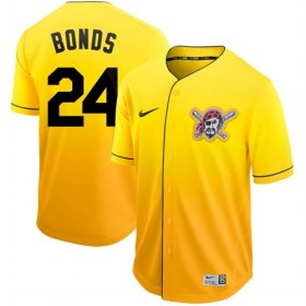 Wholesale Cheap Nike Pirates #24 Barry Bonds Gold Fade Authentic Stitched MLB Jersey