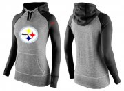 Wholesale Cheap Women's Nike Pittsburgh Steelers Performance Hoodie Grey & Black_1