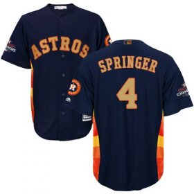 Wholesale Cheap Astros #4 George Springer Navy Blue 2018 Gold Program Cool Base Stitched Youth MLB Jersey