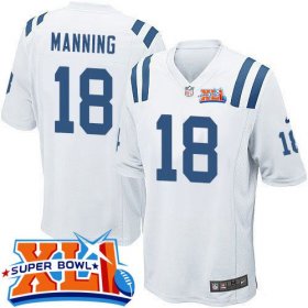Wholesale Cheap Nike Colts #18 Peyton Manning White Super Bowl XLI Youth Stitched NFL Elite Jersey