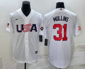 Cheap Men\'s USA Baseball #31 Cedric Mullins 2023 White World Classic Stitched Jersey