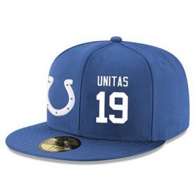 Wholesale Cheap Indianapolis Colts #19 Johnny Unitas Snapback Cap NFL Player Royal Blue with White Number Stitched Hat