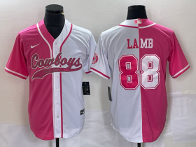 Wholesale Cheap Men\'s Dallas Cowboys #88 CeeDee Lamb Pink White Two Tone With Patch Cool Base Stitched Baseball Jersey