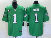 Wholesale Cheap Men's Philadelphia Eagles #1 Jalen Hurts Grey With Patch Atmosphere Fashion Stitched Jersey