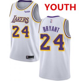 Cheap Youth Los Angeles Lakers #24 Kobe Bryant White Basketball Swingman Association Edition Jersey