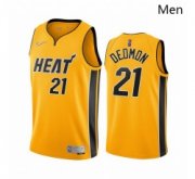 Wholesale Cheap Men Miami Heat 21 Dewayne Dedmon Yellow NBA Swingman 2020 21 Earned Edition Jersey