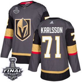 Wholesale Cheap Adidas Golden Knights #71 William Karlsson Grey Home Authentic 2018 Stanley Cup Final Stitched Youth NHL Jersey