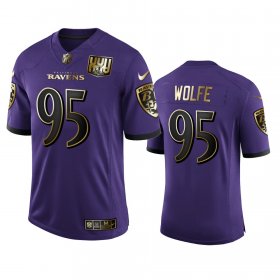 Wholesale Cheap Baltimore Ravens #95 Derek Wolfe Men\'s Nike Purple Team 25th Season Golden Limited NFL Jersey