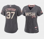 Wholesale Cheap Women's Washington Nationals #37 Stephen Strasburg 2022 Gray City Connect Cherry Blossom Stitched Jersey(Run Small)
