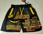 Wholesale Cheap Men's Los Angeles Lakers #24 Kobe Bryant Black Golden Retired Commemorative Soul Swingman Shorts