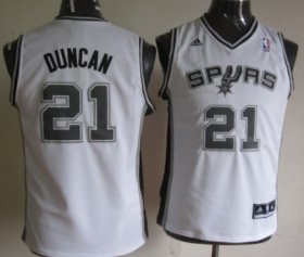 Cheap San Antonio Spurs #21 Tim Duncan White Kids Jersey