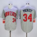 Wholesale Cheap Mitchell And Ness 1987 Twins #34 Kirby Puckett Grey Throwback Stitched MLB Jersey