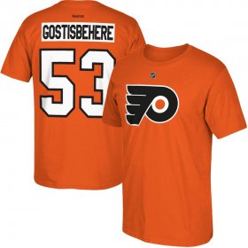 Wholesale Cheap Philadelphia Flyers #53 Shayne Gostisbehere Reebok Home Name & Number T-Shirt Orange