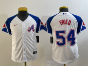 Wholesale Cheap Youth Atlanta Braves #54 Max Fried White 2023 City Connect Cool Base Stitched Jersey