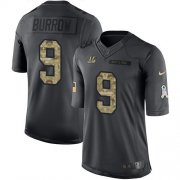 Wholesale Cheap Nike Bengals #9 Joe Burrow Black Men's Stitched NFL Limited 2016 Salute to Service Jersey
