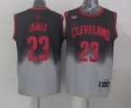 Wholesale Cheap Cleveland Cavaliers #23 LeBron James Black/Gray Fadeaway Fashion Jersey