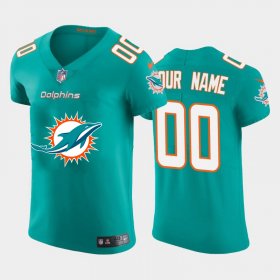 Wholesale Cheap Miami Dolphins Custom Aqua Green Men\'s Nike Big Team Logo Elite NFL Jersey
