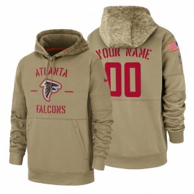 Wholesale Cheap Atlanta Falcons Custom Nike Tan 2019 Salute To Service Name & Number Sideline Therma Pullover Hoodie