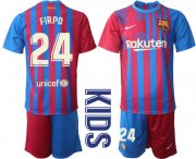 Wholesale Cheap Youth 2021-2022 Club Barcelona home red 24 Nike Soccer Jerseys