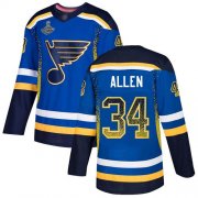 Wholesale Cheap Adidas Blues #34 Jake Allen Blue Home Authentic Drift Fashion Stanley Cup Champions Stitched NHL Jersey