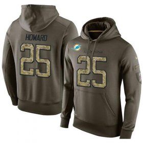 Wholesale Cheap NFL Men\'s Nike Miami Dolphins #25 Xavien Howard Stitched Green Olive Salute To Service KO Performance Hoodie
